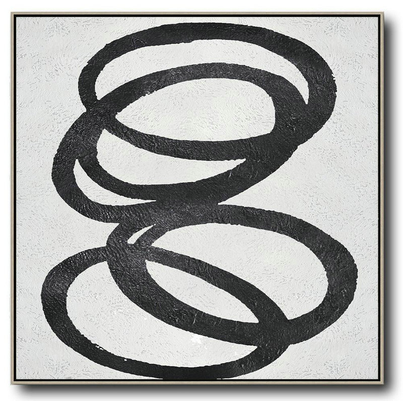 Oversized Minimal Black And White Painting,Home Decor Canvas #Z7Q4